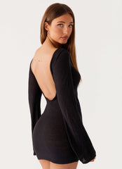 Niella Long Sleeve Wrap Mini Dress - Black