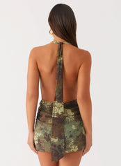 Eleanora Plunge Mini Dress - Cyber Floral