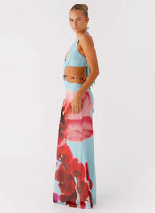 Time To Dance Maxi Dress - Turquoise Bloom