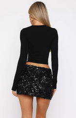 Party Mode Sequin Mini Skirt Black