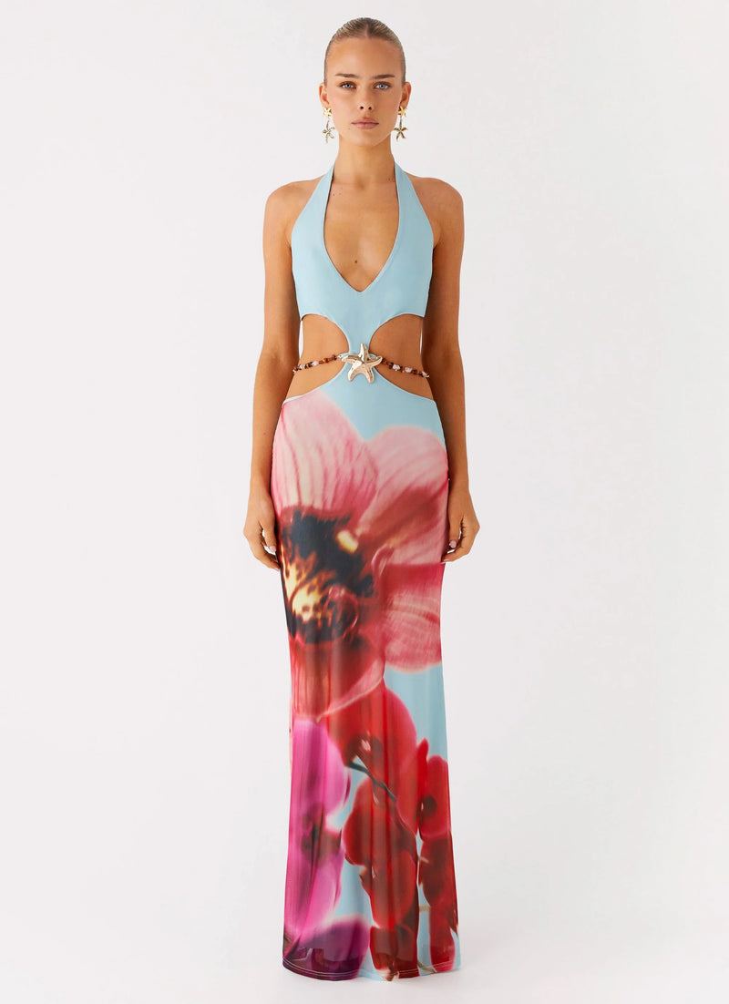 Time To Dance Maxi Dress - Turquoise Bloom