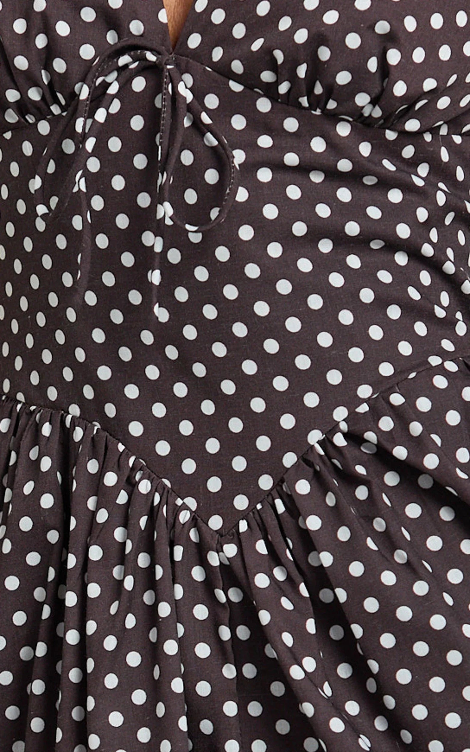 Abby Midi Dress - Neckline Dress in Chocolate Polkadot