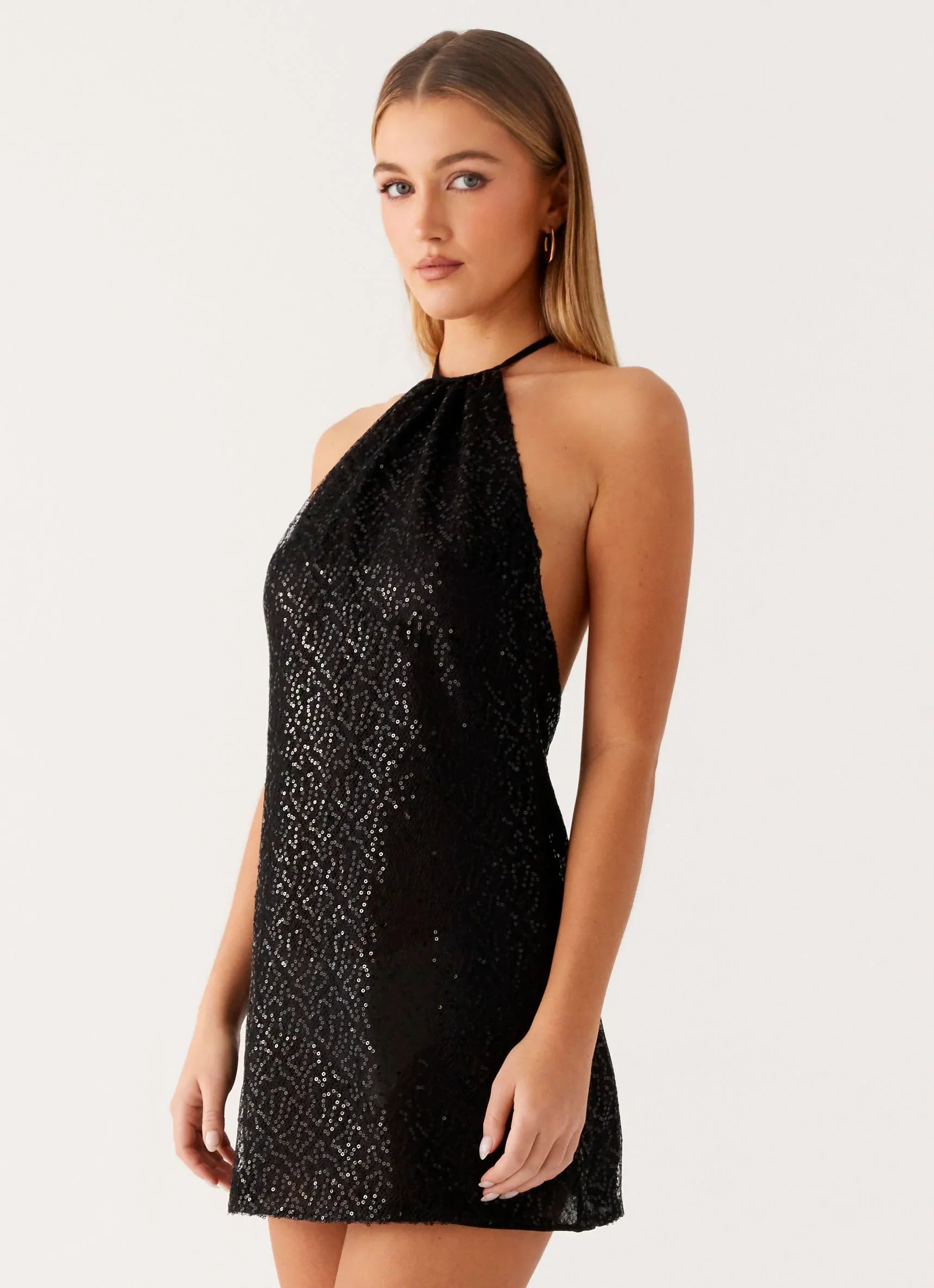 Kingdom Sequin Mini Dress - Black