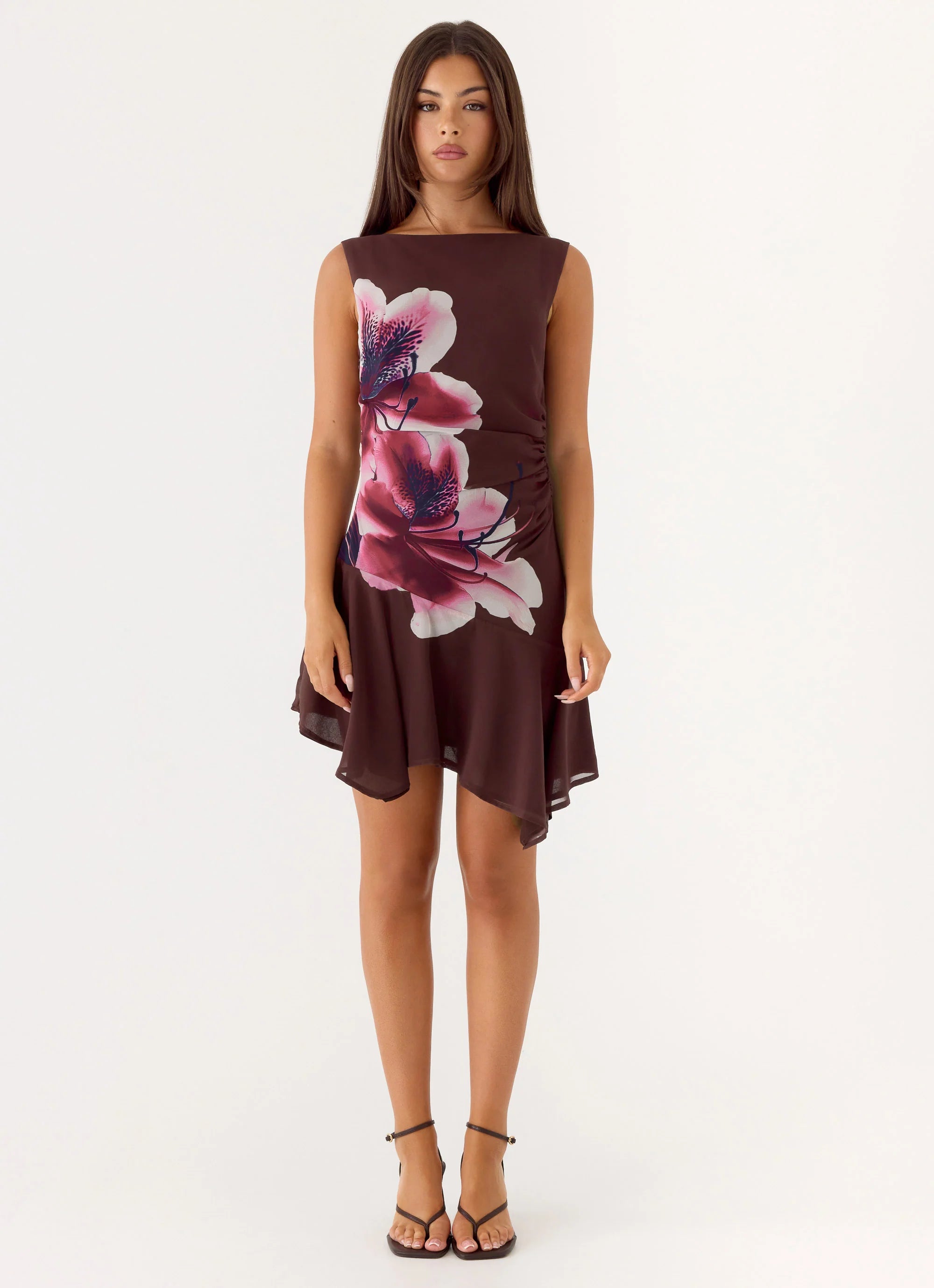 Maris Asymmetrical Mini Dress - Velvet Bloom