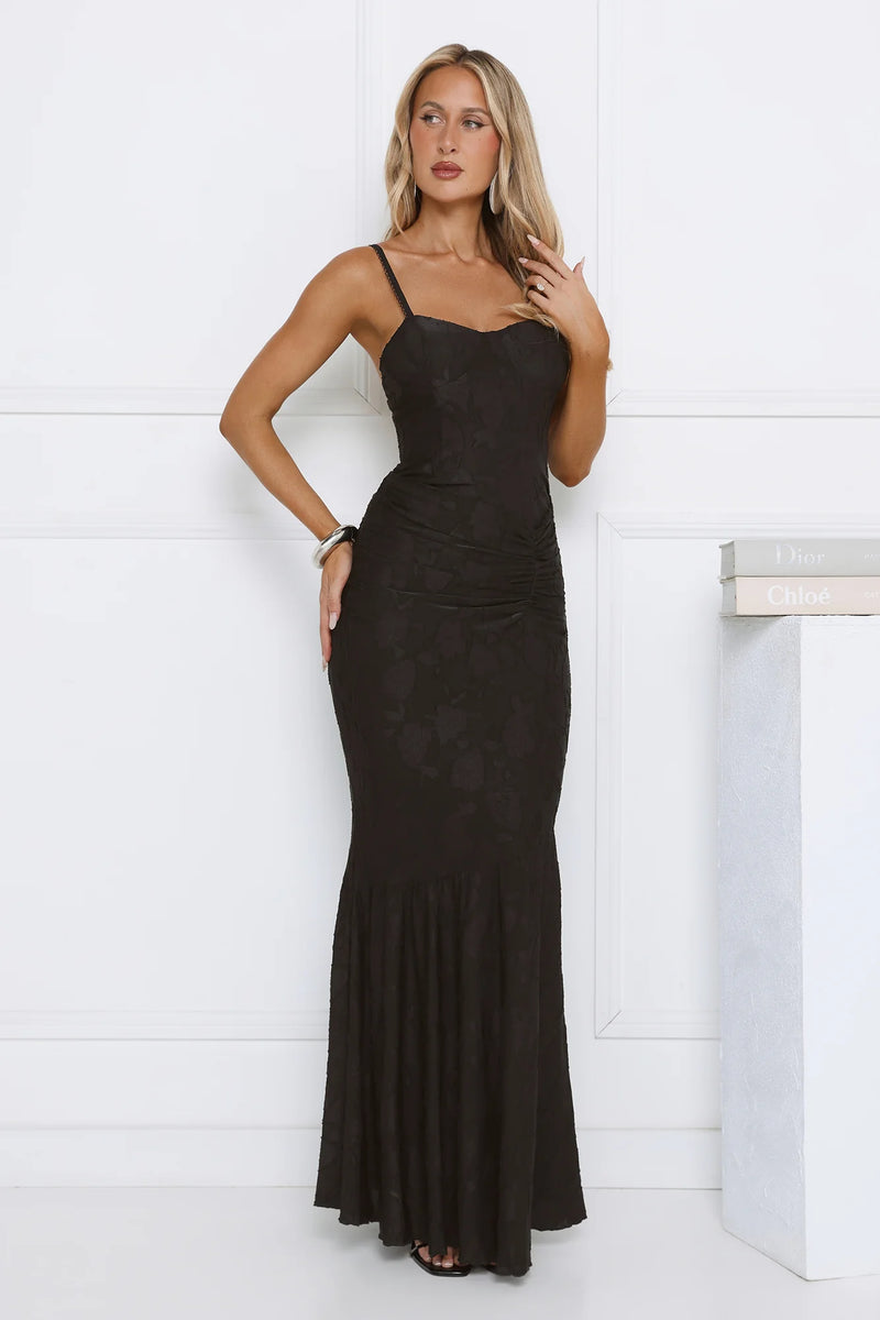 Sunset Gleam Maxi Dress Black