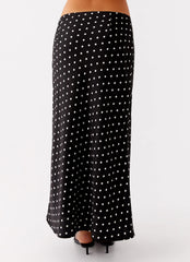 Breanne Midi Skirt - Black Polka Dot