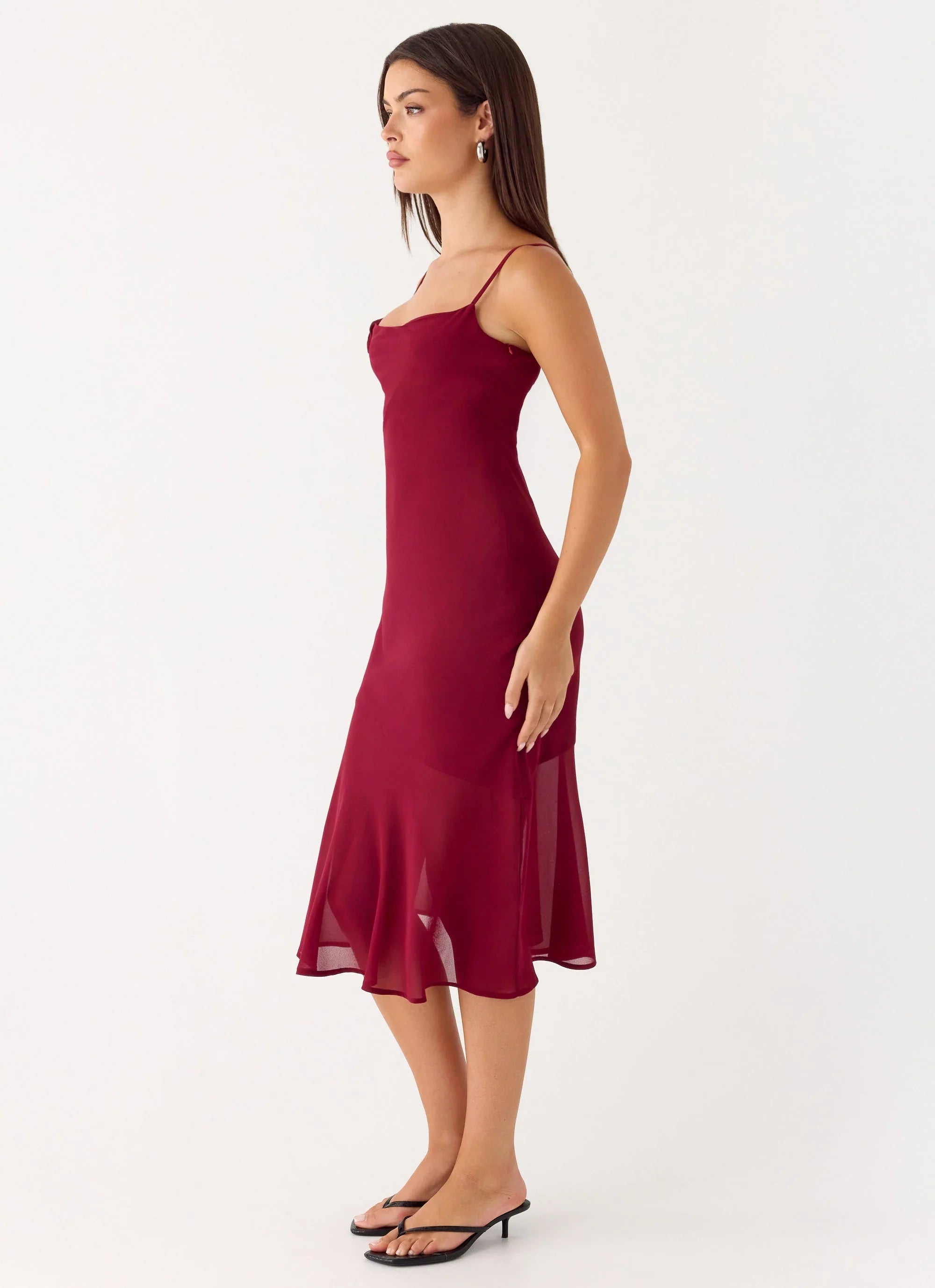 Anne Midi Dress - Deep Red